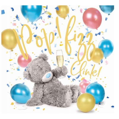 161531 KARTKA URODZINOWA KARNET HOLOGRAFICZNA 3D MIŚ Z BALONAMI