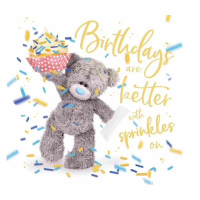 161586 KARTKA URODZINOWA KARNET HOLOGRAFICZNA 3D MIŚ Z BABECZKĄ