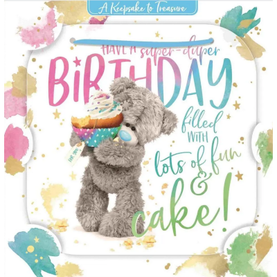 288481 KARTKA URODZINOWA KARNET HOLOGRAFICZNA 3D MIŚ Z BABECZKĄ