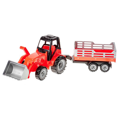 084 TRAKTOR Z ŁADOWARKĄ I PRZYCZEPĄ CIĄGNIK RÓŻNE KOLORY