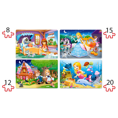 041008 CASTORLAND PUZZLE 4W1 PIĘKNE BAŚNIE