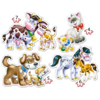 004218 CASTORLAND PUZZLE 4w1 ZWIERZĘTA Z DZIEĆMI