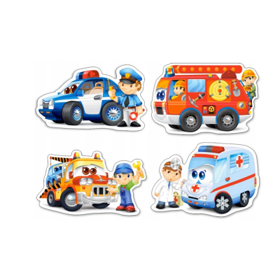 8004393 CASTORLAND PUZZLE 4w1 SŁUŻBA RATOWNICZA KARETKA POLICJA STRAŻ POŻARNA