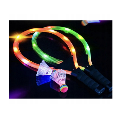 272112 ZESTAW RAKIET RAKIETKI PALETKI Z LOTKĄ DO BADMINTONA LED