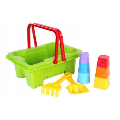 604500 ZESTAW DO PIASKU WIADERKA GRABKI ŁOPATKA KUBECZKI ZAMEK