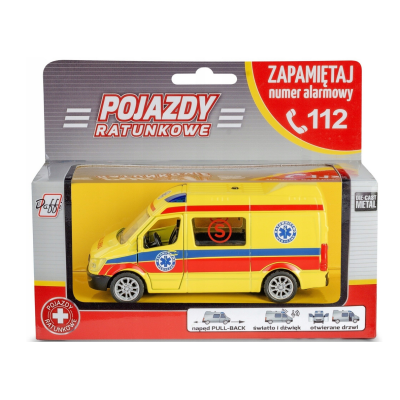 024335 POJAZD RATUNKOWY AMBULANS KARETKA NAPĘD ŚWIATŁO DŹWIĘK DAFFI