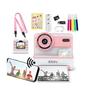 677996 APARAT FOTOGRAFICZNY NATYCHMIASTOWY Z DRUKARKĄ USB RÓŻOWY