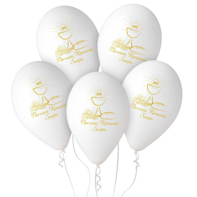 343823 BALONY PIERWSZA KOMUNIA ŚWIĘTA KIELICH 33 CM 5 SZTUK