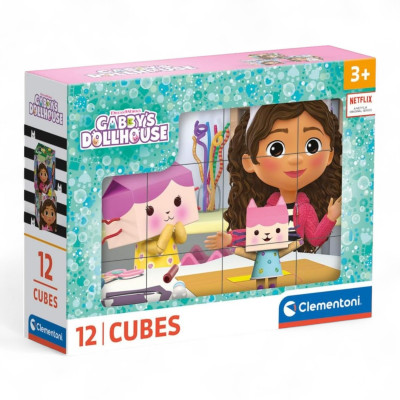 411931 CLEMENTONI KLOCKI OBRAZKOWE CUBI KOCI DOMEK GABI 12 EL.
