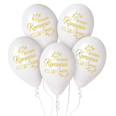 425717 BALONY PIERWSZA KOMUNIA ŚWIĘTA BIBLIA 30 CM 5 SZTUK