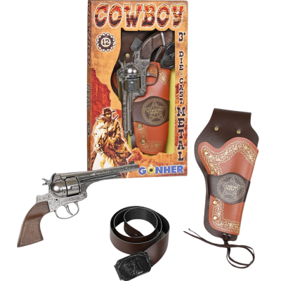 014902 ZESTAW KOWBOJSKI REWOLWER METALOWY GONHER + GWIAZDA SZERYFA KOWBOJ