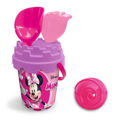 480789 KOMPLET DO PIASKU MYSZKA MINNIE MINI WIADERKO ŁOPATKA GRABKI 4 EL
