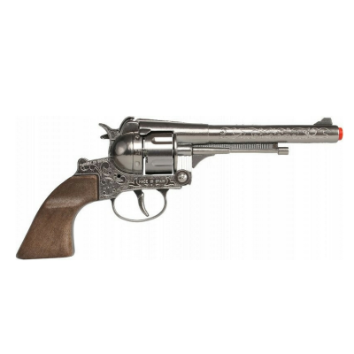 012205 GONHER METALOWY REWOLWER KOWBOJSKI PISTOLET NA SPŁONKĘ SREBRNY