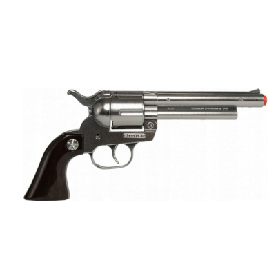012106 GONHER METALOWY REWOLWER KOWBOJSKI PISTOLET NA SPŁONKĘ SREBRNY