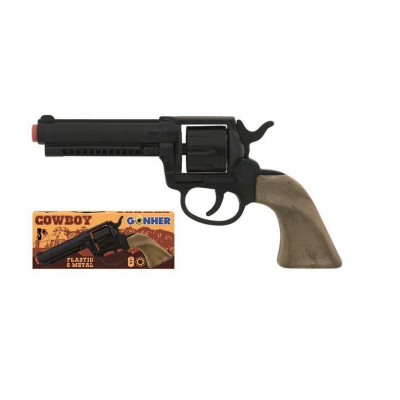 011963 GONHER METALOWY REWOLWER KOWBOJSKI PISTOLET NA SPŁONKĘ CZARNY