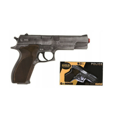 004514 GONHER METALOWY POLICYJNY PISTOLET NA SPŁONKĘ 8-STRZAŁOWY