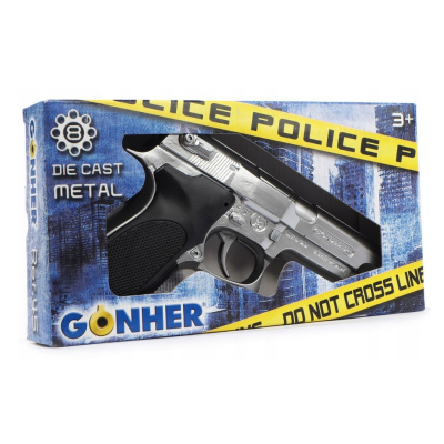 004507 GONHER METALOWY POLICYJNY PISTOLET NA SPŁONKĘ 8-STRZAŁOWY