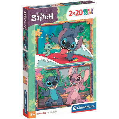 24809 PUZZLE STITCH SUPER COLOR 2 X 20 EL CLEMENTONI