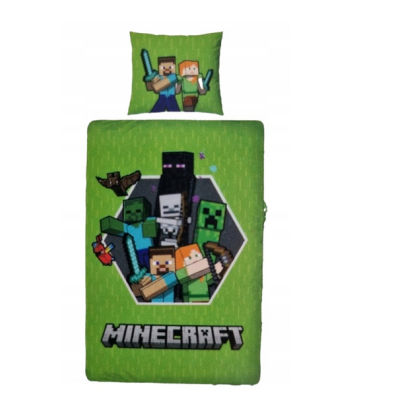 624621 KOMPLET POŚCIELI POŚCIEL MINECRAFT PIXEL 160CM X 200CM 70CM X 80CM