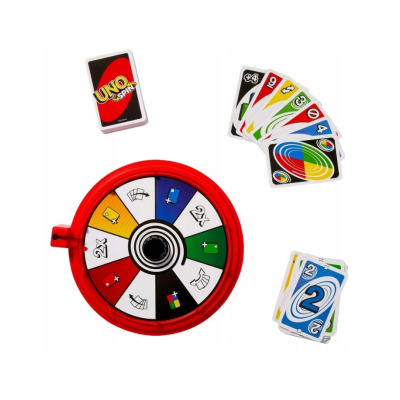 JGR00 KARTY DO GRY UNO SPIN GRA KARCIANA KOŁO DO KRĘCENIA