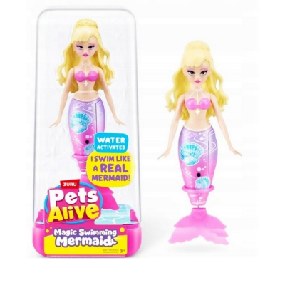 411710 SYRENKA ZURU MERMAID PET ALIVE MAGIC SWIMMING MAŁA PŁYWA DO WODY BLOND