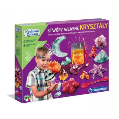 500697 NAUKOWA ZABAWA STWÓRZ WŁASNE KRYSZTAŁY CLEMENTONI EKSPERYMENTY