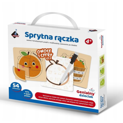 910787 RYSOWANIE PO ŚLADACH OWOCE CYFRY + PISAK SPRYTNA RĄCZKA