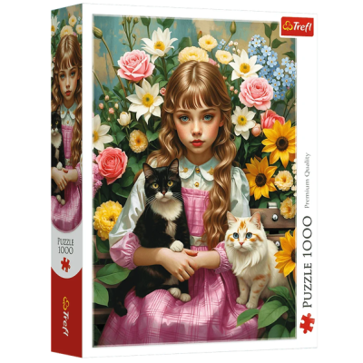 010976 TREFL PUZZLE DZIEWCZYNKA Z KOTAMI 1000 EL