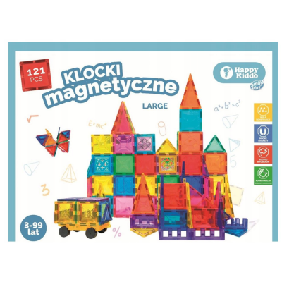 855956 KLOCKI MAGNETYCZNE BUDOWLANE KONSTRUKCYJNE 3D 121 EL HAPPY KIDDO