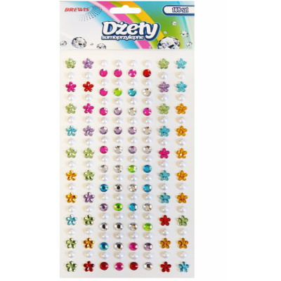 706800 DŻETY SAMOPRZYLEPNE KWIATKI PEREŁKI KRYSZTAŁKI 168 SZTUK