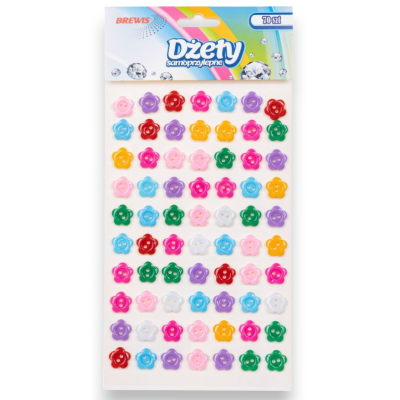706831 DŻETY SAMOPRZYLEPNE - KWIATY MIX KOLOROWY 70 SZTUK