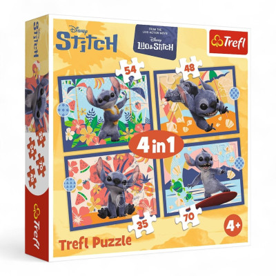 34666 TREFL PUZZLE 4W1 STITCH WAKACJE NA HAWAJACH