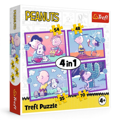 34691 TREFL PUZZLE 4W1 ZE SNOOPYM JEST WESOŁO