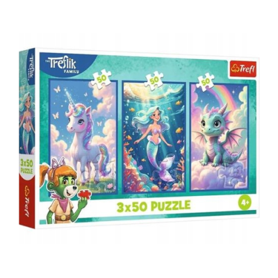 34879 TREFL PUZZLE 3 X 50 TREFLIKI RAZEM W KOLOROWYM ŚWIECIE