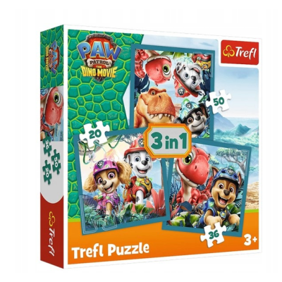 34903 TREFL PUZZLE 3W1 PSI PATROL HISTORIE Z WYSPY DINOZAURÓW