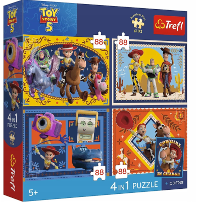 34701 TREFL PUZZLE TOY STORY CZAS ZABAWEK 4 X 88 EL