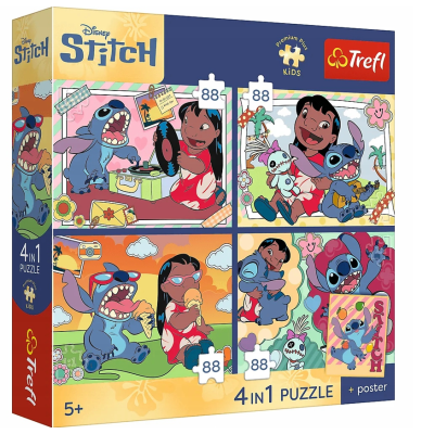 34699 TREFL PUZZLE LILO & STITCH KOSMICZNY STITCH 4 X 88 EL