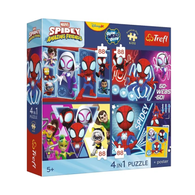 34696 TREFL PUZZLE SPIDEY PAJĘCZY DZIEŃ 4 X 88 EL