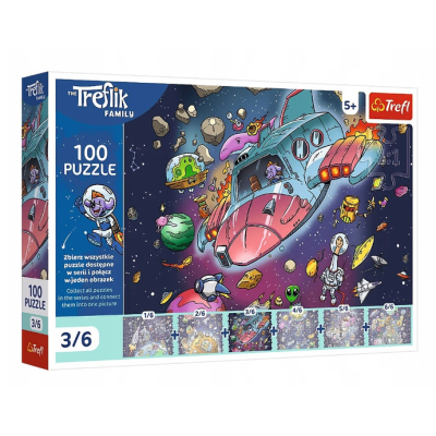 16543 TREFL PUZZLE TREFLIKI W KOSMOSIE GONDUŚ W RAKIECIE KOSMOS 100 EL