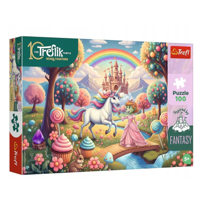 16574 TREFL PUZZLE JEDNOROŻEC W SŁODYCZOLANDII RODZINA TREFLIKÓW 100 EL