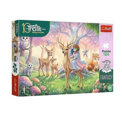 16577 TREFL PUZZLE ZWIERZĘTA Z MAGICZNEGO LASU RODZINA TREFLIKÓW 100 EL