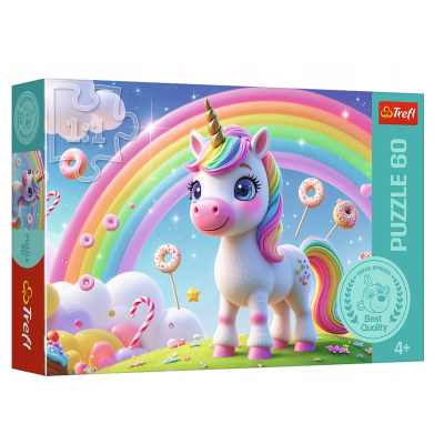 17416 TREFL PUZZLE CUKIERKOWY JEDNOROŻEC KUCYK TĘCZA 60 EL