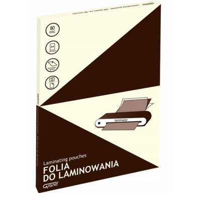 238339 FOLIA DO LAMINOWANIA GRAND A4 80 MIC 100 ARKUSZY BŁYSZCZĄCA