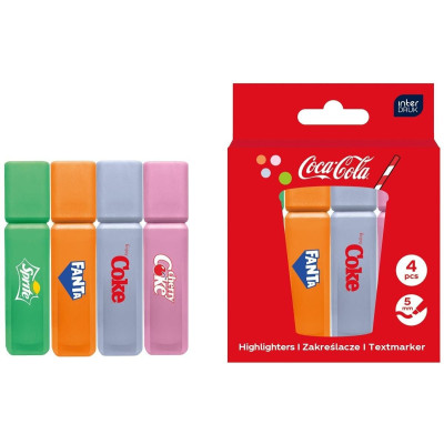 383099 ZAKREŚLACZE NAPOJE COKE 4 SZTUKI INTERDRUK