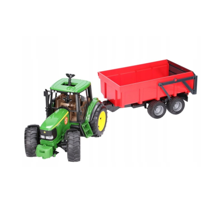02057 TRAKTOR CIĄGNIK ROLNICZY JOHN DEERE Z PRZYCZEPĄ BRUDER