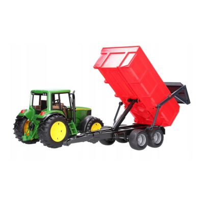 02057 TRAKTOR CIĄGNIK ROLNICZY JOHN DEERE Z PRZYCZEPĄ BRUDER