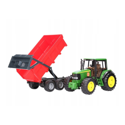 02057 TRAKTOR CIĄGNIK ROLNICZY JOHN DEERE Z PRZYCZEPĄ BRUDER