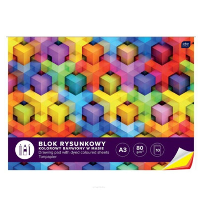 258311 BLOK RYSUNKOWY A3 KOLOROWY 80G 10 KARTEK