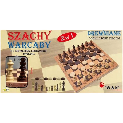 914416 DREWNIANE SZACHY I WARCABY 2W1