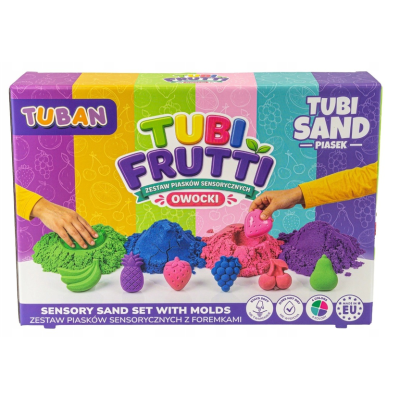 038984 ZESTAW TUBI FRUTTI PIASEK SENSORYCZNY KINETYCZNY TUBAN